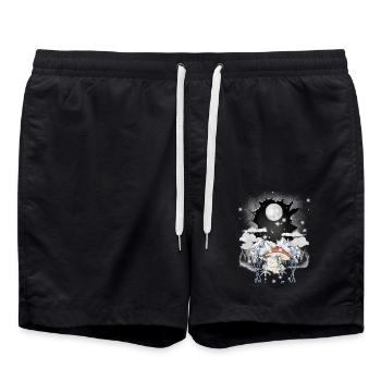 Frosch Frösche Mond Natur Pilze Herbst Gebirge - Badeshorts - Schwarz - Vorne - AI Model Male 185 light (185cm)