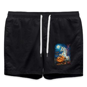 Cadeau d’Halloween Femmes Licorne Hommes Enfants - Short de bain - noir - Devant - AI Model Male 185 light (185cm)