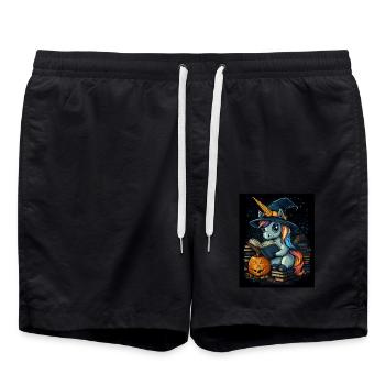 Cadeau d’Halloween Femmes Licorne Hommes Enfants - Short de bain - noir - Devant - AI Model Male 185 light (185cm)
