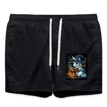 Cadeau d’Halloween Femmes Licorne Hommes Enfants - Short de bain - noir - Devant - AI Model Male 185 light (185cm)