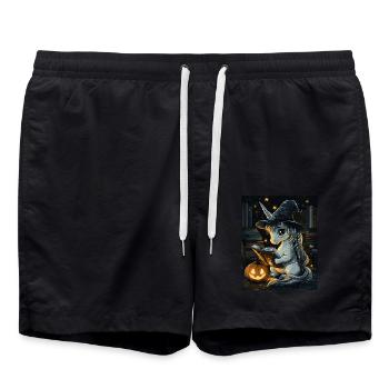 Cadeau d’Halloween Femmes Licorne Hommes Enfants - Short de bain - noir - Devant - AI Model Male 185 light (185cm)