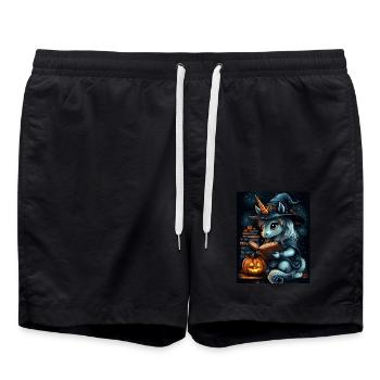 Cadeau d’Halloween Femmes Licorne Hommes Enfants - Short de bain - noir - Devant - AI Model Male 185 light (185cm)