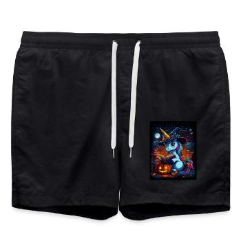 Cadeau d’Halloween Femmes Licorne Hommes Enfants - Short de bain - noir - Devant - AI Model Male 185 light (185cm)