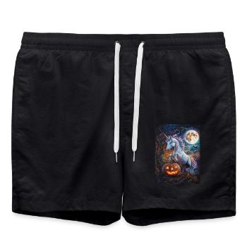 Cadeau d’Halloween Femmes Licorne Hommes Enfants - Short de bain - noir - Devant - AI Model Male 185 light (185cm)