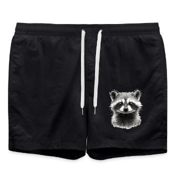 Lustiger Waschbär - Badeshorts - Schwarz - Vorne - AI Model Male 185 light (185cm)