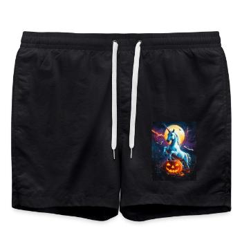 Cadeau d’Halloween Femmes Licorne Hommes Enfants - Short de bain - noir - Devant - AI Model Male 185 light (185cm)