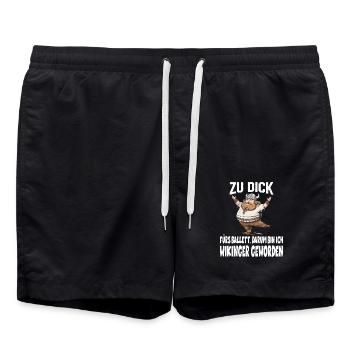ZU DICK fürs Ballett Darum Bin Ich Wikinger - Badeshorts - Schwarz - Vorne - AI Model Male 185 light (185cm)