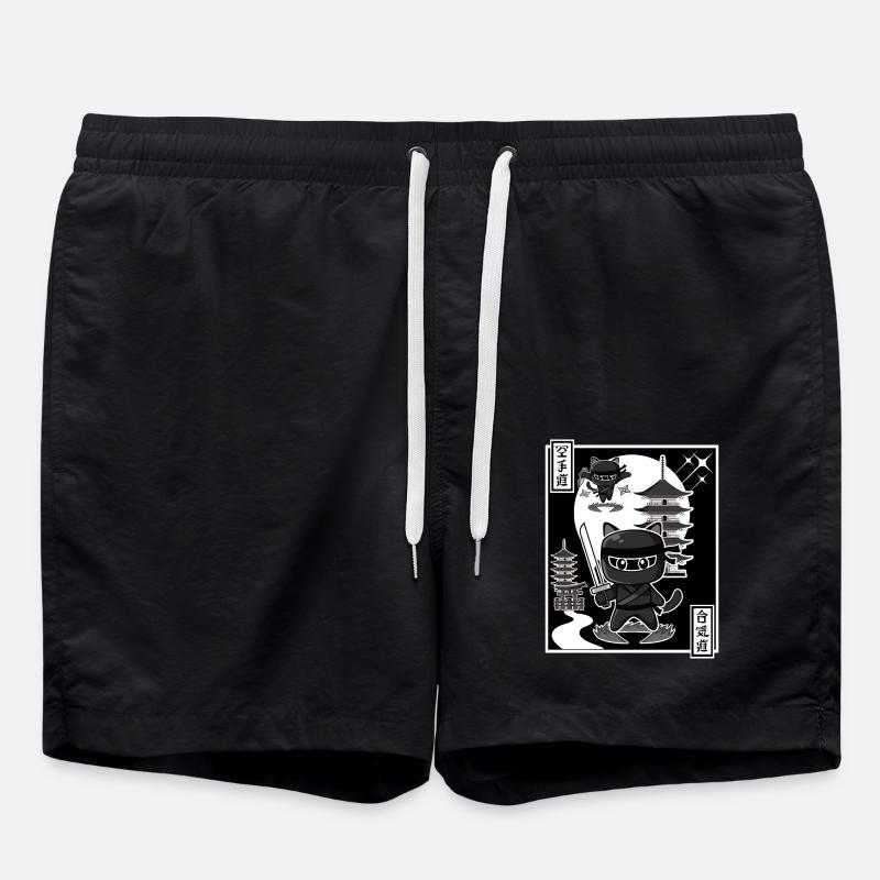 Ninja Cat - Swim Trunks - black