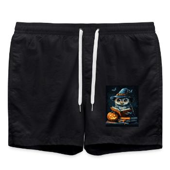 Halloween Cadeau Femmes Hibou Hommes Enfants Décoration - Short de bain - noir - Devant - AI Model Male 185 light (185cm)
