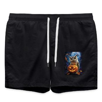 Halloween Cadeau Femmes Hibou Hommes Enfants Décoration - Short de bain - noir - Devant - AI Model Male 185 light (185cm)