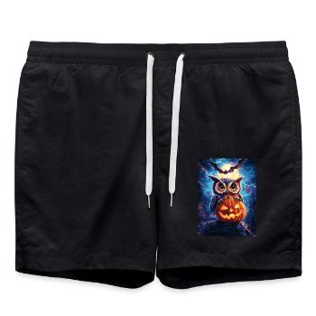Halloween Cadeau Femmes Hibou Hommes Enfants Décoration - Short de bain - noir - Devant - AI Model Male 185 light (185cm)