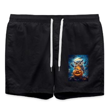Halloween Cadeau Femmes Hibou Hommes Enfants Décoration - Short de bain - noir - Devant - AI Model Male 185 light (185cm)