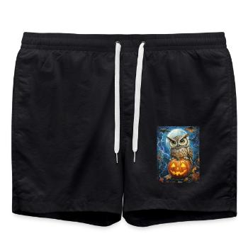 Halloween Cadeau Femmes Hibou Hommes Enfants Décoration - Short de bain - noir - Devant - AI Model Male 185 light (185cm)