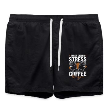 Always that Stress Coffee 2 Go - Swim Trunks - black - Front - AI Model Male 185 light (185cm)