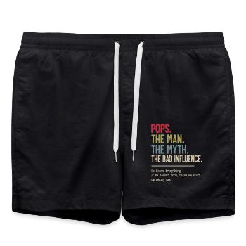 Pops The Man The Myth The Bad Influence - Swim Trunks - black - Front - AI Model Male 185 light (185cm)