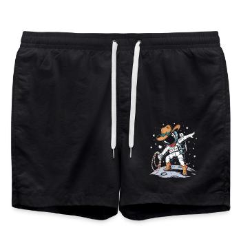 Astronaute avec chapeau de Père Noël et décoration dans l’espace - Short de bain - noir - Devant - AI Model Male 185 light (185cm)