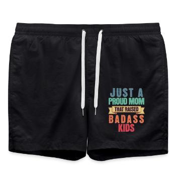 Nur eine stolze Mutter, die knallharte Kinder lustig großgezogen hat - Badeshorts - Schwarz - Vorne - AI Model Male 185 light (185cm)