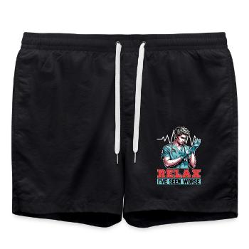 Infirmière praticienne se détendre J’ai vu pire médical - Short de bain - noir - Devant - AI Model Male 185 light (185cm)