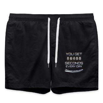 Jeden Tag 86400 Sekunden. Wir gemeinsam. Danke. - Badeshorts - Schwarz - Vorne - AI Model Male 185 light (185cm)