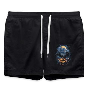 Cadeau d’Halloween Femmes Chauve-souris Hommes Enfants - Short de bain - noir - Devant - AI Model Male 185 light (185cm)