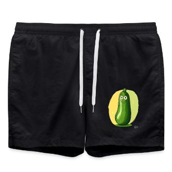 Lustige, fehl am Platz wirkende Zucchini - Badeshorts - Schwarz - Vorne - AI Model Male 185 light (185cm)