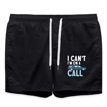 I Can't I'm On A Call Mortician Mortuary - Swim Trunks - black - Front - AI Model Male 185 light (185cm)