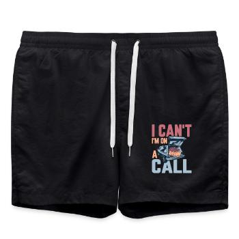 I Can't I'm On A Call Mortuary Mortician - Swim Trunks - black - Front - AI Model Male 185 light (185cm)
