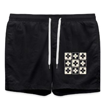 Retro bunte karierte Blumen süße Boho Blumen - Badeshorts - Schwarz - Vorne - AI Model Male 185 light (185cm)