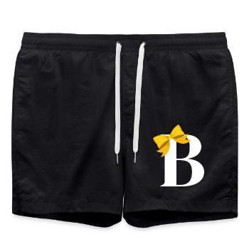 Lettre b nœud jaune - Short de bain - noir - Devant - AI Model Male 185 light (185cm)