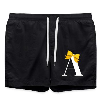 Gelber Schleifenbuchstabe - Badeshorts - Schwarz - Vorne - AI Model Male 185 light (185cm)