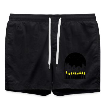 Candles at night - Swim Trunks - black - Front - AI Model Male 185 light (185cm)
