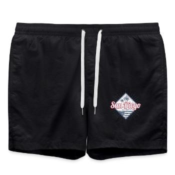 San Diego City California Palm Trees USA Souvenir - Swim Trunks - black - Front - AI Model Male 185 light (185cm)