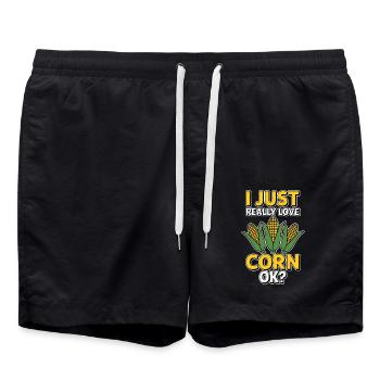 Corn on the cob saying corn funny corn on the cob gift - Swim Trunks - black - Front - AI Model Male 185 light (185cm)