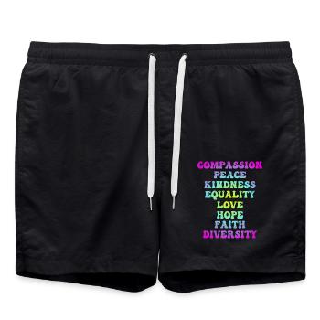 Mitgefühl Frieden Liebe Liebe Hoffnung Glaube Gleichheit - Badeshorts - Schwarz - Vorne - AI Model Male 185 light (185cm)
