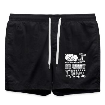 Asian cat Asian cat I Do What I Want - Swim Trunks - black - Front - AI Model Male 185 light (185cm)