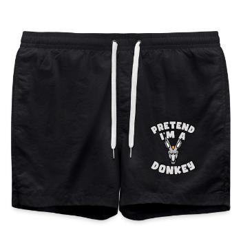 Pretend I'm a Donkey – Einfaches Esel-Kostüm - Badeshorts - Schwarz - Vorne - AI Model Male 185 light (185cm)