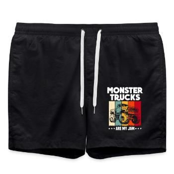 Monster Trucks Are My Jam funny Truck Cars Quotes - Swim Trunks - black - Front - AI Model Male 185 light (185cm)
