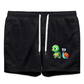 Funny Couple Friend Turtle and Snail Turtle - Swim Trunks - black - Front - AI Model Male 185 light (185cm)