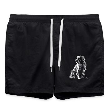 Hund Motiv Tier Tierliebhaber Hunde Kunst Golden - Badeshorts - Schwarz - Vorne - AI Model Male 185 light (185cm)