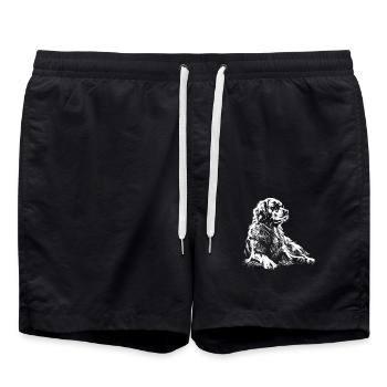 Hund Motiv Tier Tierliebhaber Hunde Kunst Golden - Badeshorts - Schwarz - Vorne - AI Model Male 185 light (185cm)