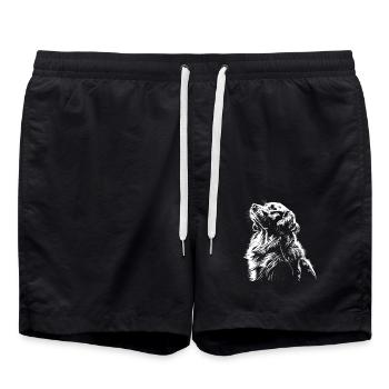 Dog Motif Animal Animal Lover Dog Art Golden - Swim Trunks - black - Front - AI Model Male 185 light (185cm)