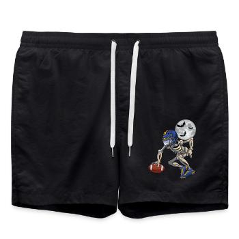Funny Skeleton Playing Football Happy Halloween - Badeshorts - Schwarz - Vorne - AI Model Male 185 light (185cm)