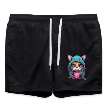 Bonjour Café Chat - Short de bain - noir - Devant - AI Model Male 185 light (185cm)