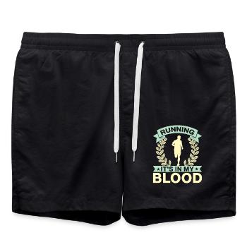 Running It ́s In My Blood Marathon Runner Gift - Swim Trunks - black - Front - AI Model Male 185 light (185cm)
