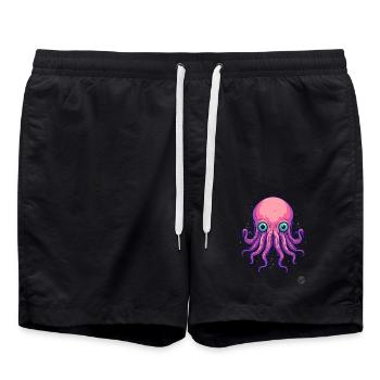 bunter Cartoon Krake Oktopus - Badeshorts - Schwarz - Vorne - AI Model Male 185 light (185cm)