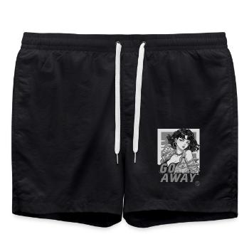 cooles ruhiges Cartoon-Mädchen, geh weg und hau ab - Badeshorts - Schwarz - Vorne - AI Model Male 185 light (185cm)