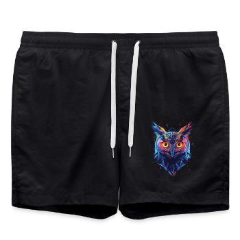 Eule - Badeshorts - Schwarz - Vorne - AI Model Male 185 light (185cm)
