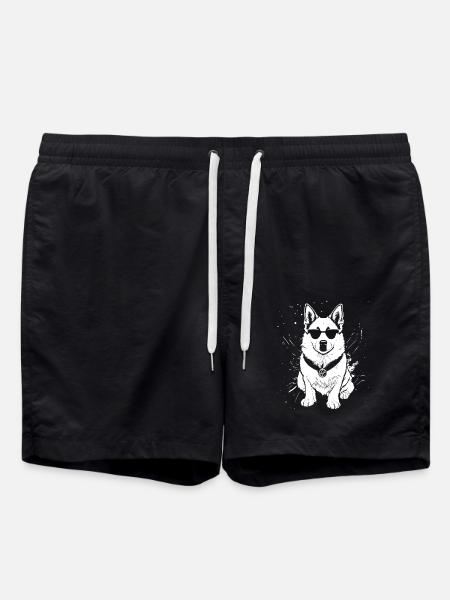 Cool dog in sunglasses - Swim Trunks - black