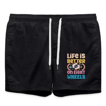 Rollerskater Party Life Is Better On Wheels Gift - Badeshorts - Schwarz - Vorne - AI Model Male 185 light (185cm)