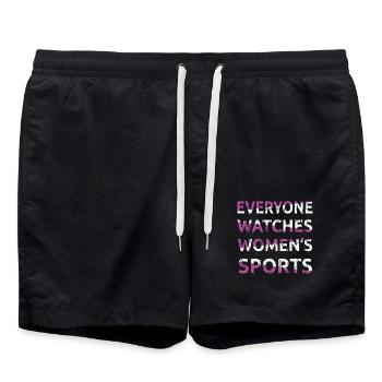 Everyone Watches Women's Sports Female Athletes - Swim Trunks - black - Front - AI Model Male 185 light (185cm)